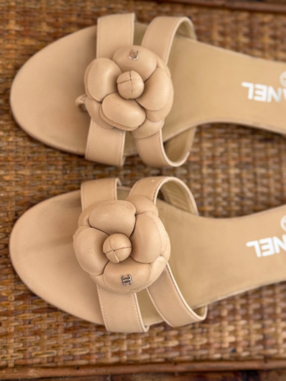 CHANEL Beige Camellia Slide Sandals - Picture 5 of 8